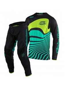 CONJUNTO TROY LEE DESIGNS 2021 GP AIR DRIFT - PRETO / VERDE TURQUES